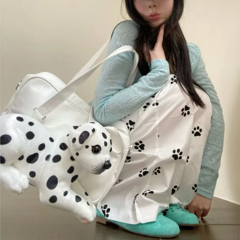 JIAERDI Harajuku Aesthetic Y2k Shoulder Bags Women Hot Girl Uniform Spotted Dog Cute Handbag Female Vintage Casual Messenger Bag