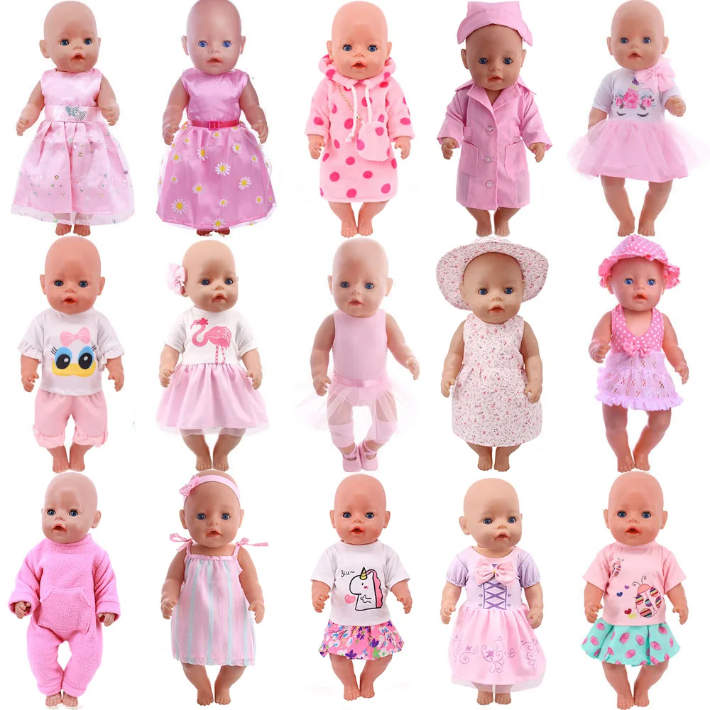 Bella serie rosa accessori per bambole vestiti costumi da bagno Mini abito con fiocco per 43Cm Rebirth Doll 18 pollici Baby Doll regali giocattolo fai da te