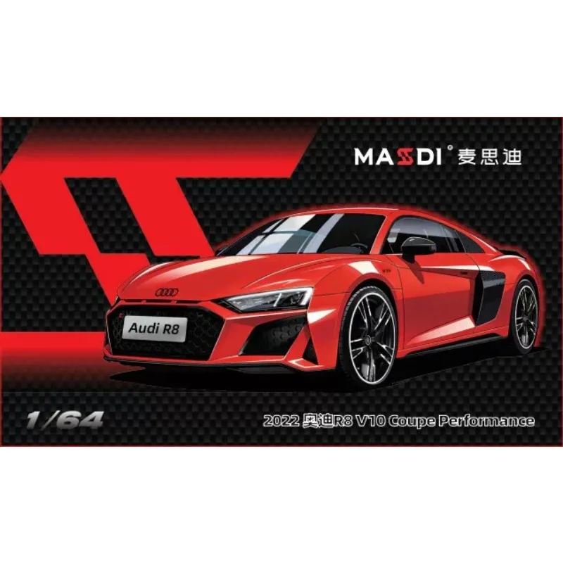 MASDI 1:64 2022 아우디 R8V10 스포츠카 럭셔리 세단 시뮬레이션 합금 자동차 모델 장식품 소년의 생일 선물