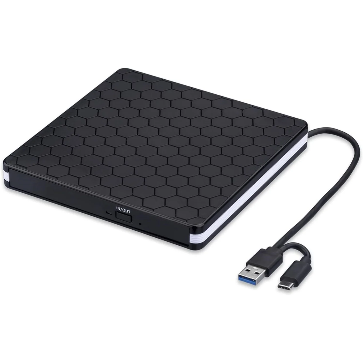 Portable External CD/DVD Drive with USB 3.0 and USB-C Connectivity - High-Speed CD Burner and DVD Reader/Writer