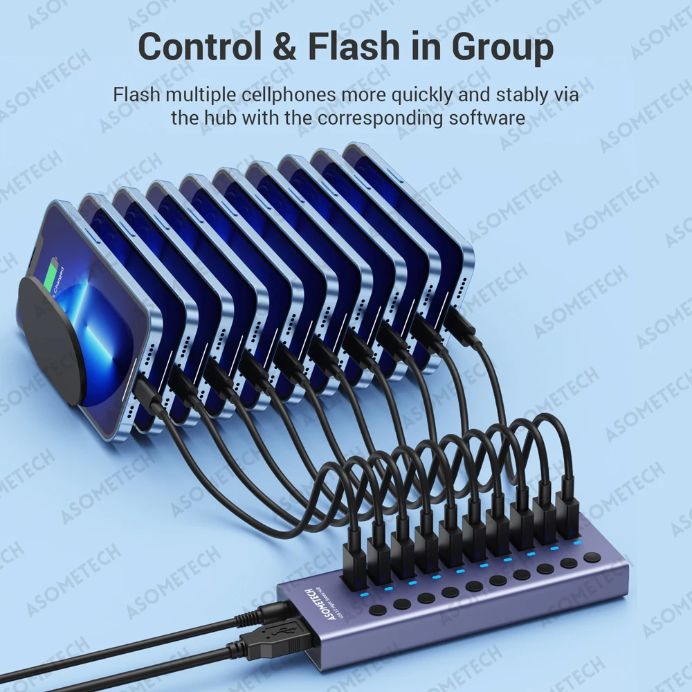 Multi Usb Hub Splitter com Interruptor Adaptador de Energia Multi Usb Extender Portas Portas 10 Portas Macbook Splitter Acessórios para Notebook - Imagem 4