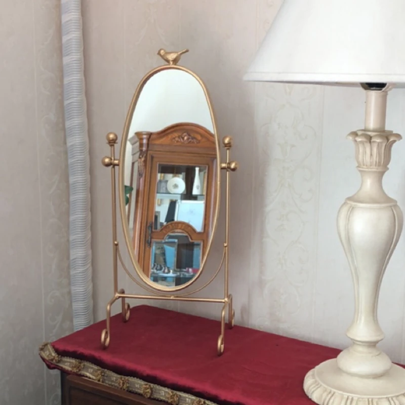 Nordic Standing Decorative Mirrors Table Vanity Tabletop Princess Decorative Mirrors Gothic Metal Ozdoby Do Pokoju Home Decor