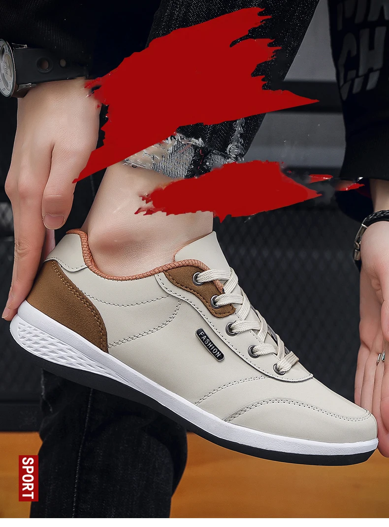 Description Picture 3 of itemPu Leather Men Shoes Sneakers Trend Casual Skateboarding Shoes Male Sneakers Non-slip Footwear Men Walking Shoes Men Sneaker