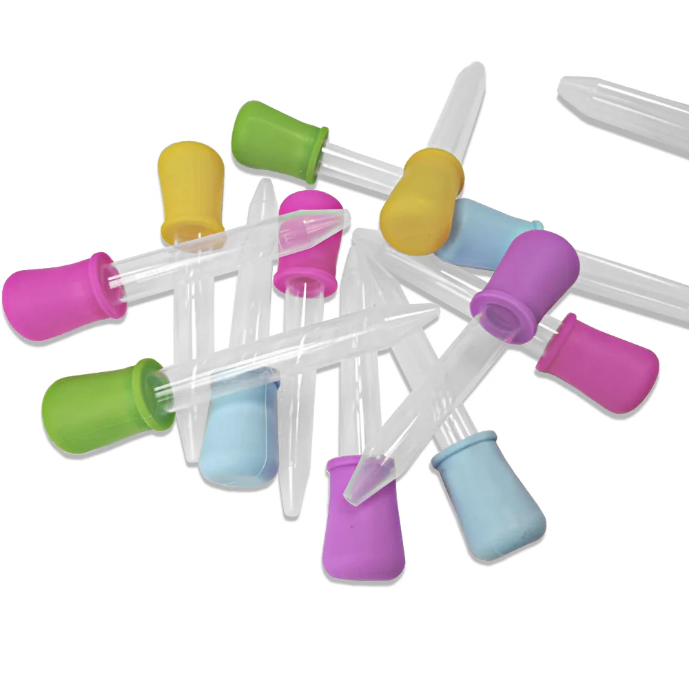 5Pcs/Set 5ml Silicone Pipette Liquid Food Dropper Plastic Baby Feeding