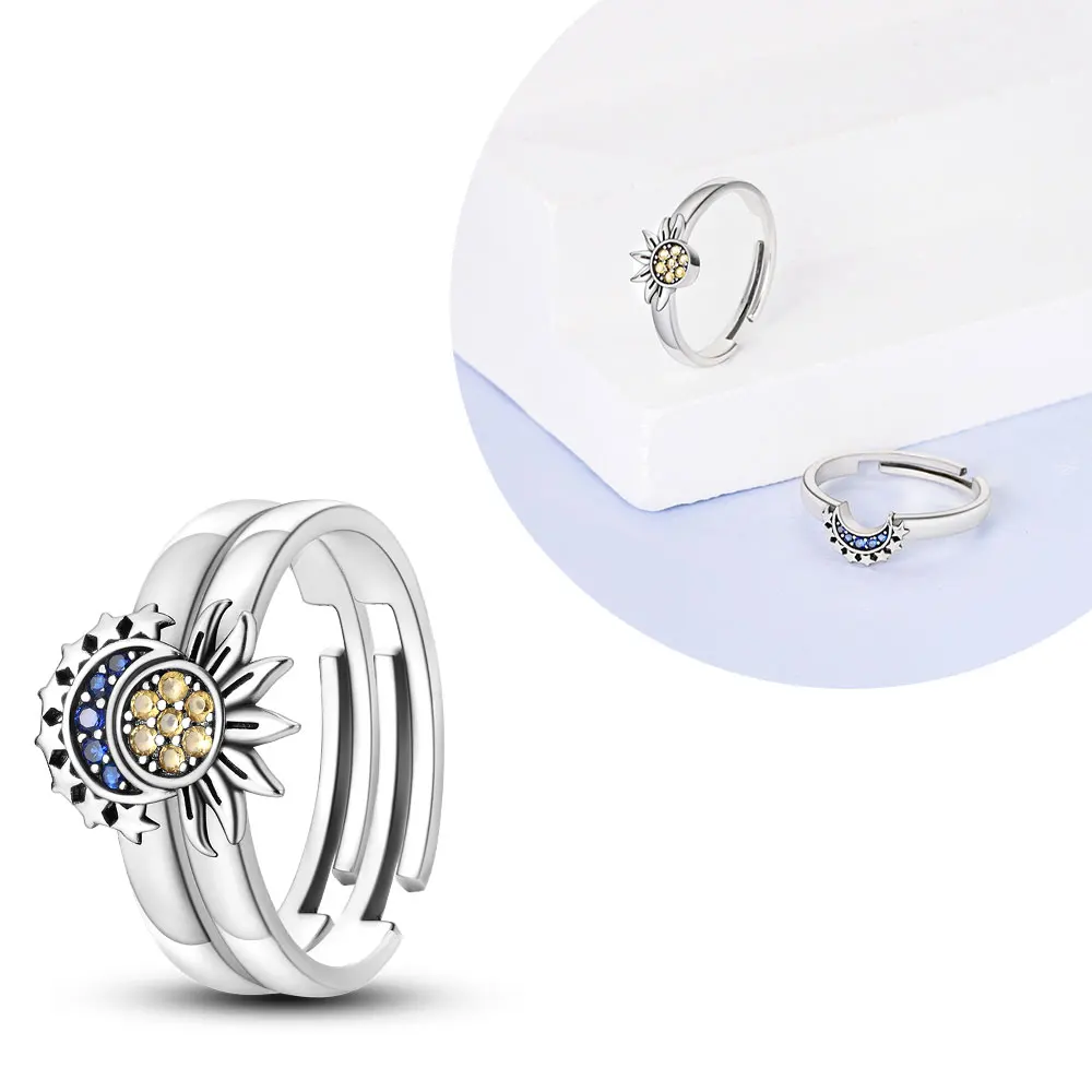 2025 Hot Original Adjustable Hoops Ring S925 Sterling Silver Romantic gift For Women Star Flower rings Love Mother's Day gifts 4