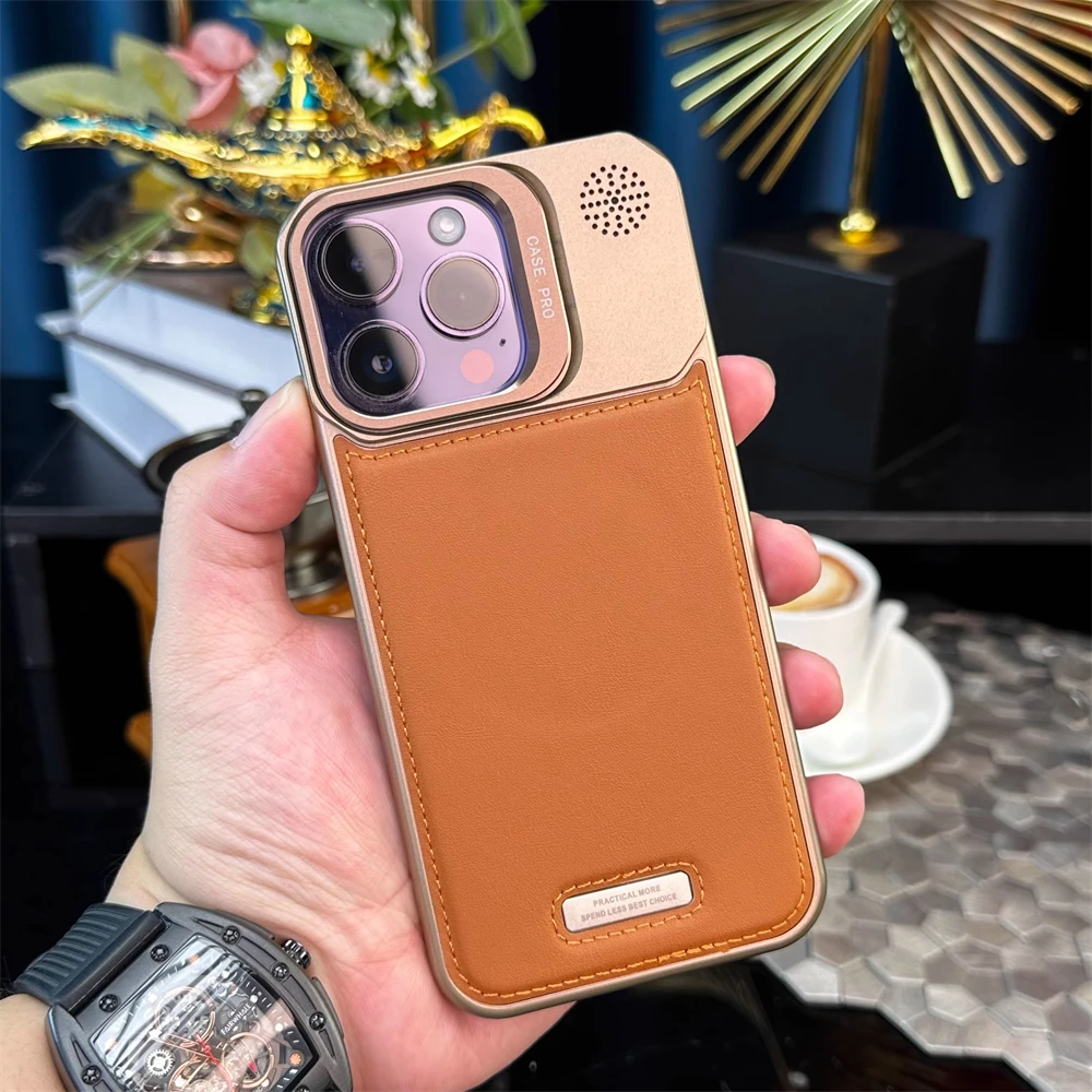 Alloy Lens Holder Ultra-Thin Frameless Leather Magnetic Case with MagSafe Wireless Charging Compatibility