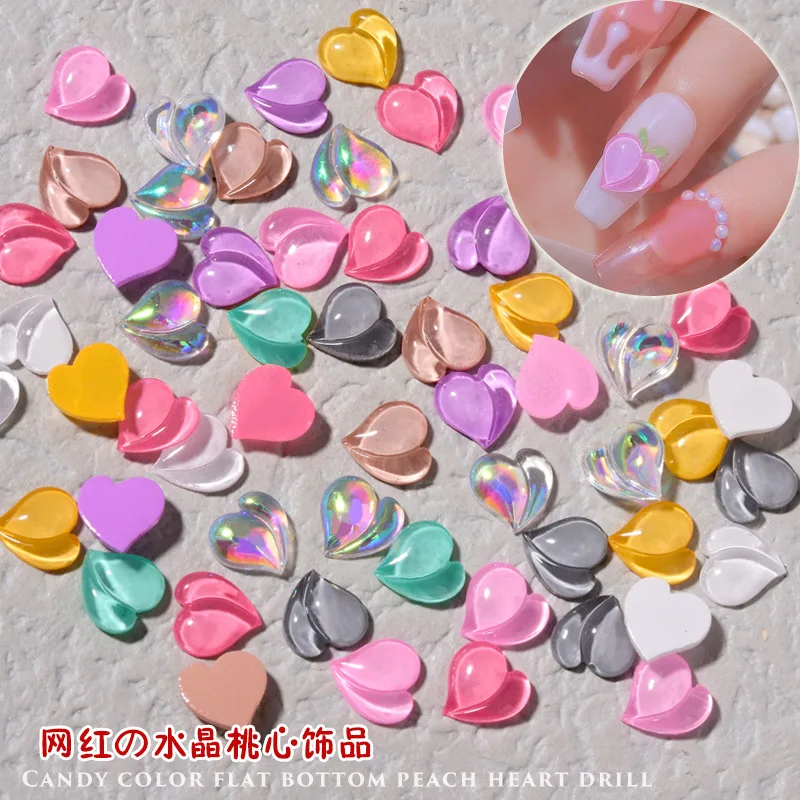 

10Pcs/bag Nail art jewelry Lovely peach heart shape Nail Art Decorations Accessories Nai DIY Decorations For Nail Tips Beauty