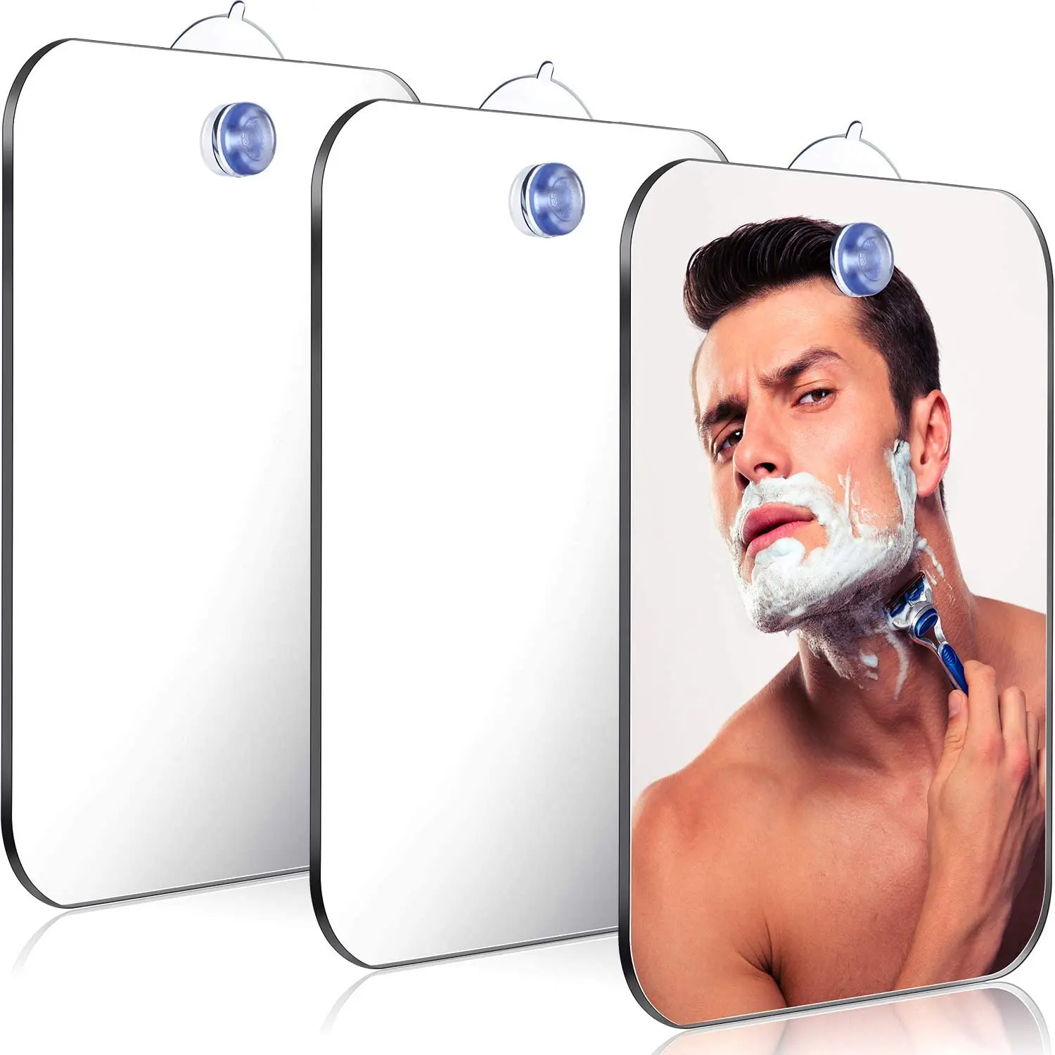 1Pcs Acrylic Bathroom Fog Free Mirror With Wall Suction Shower Mirror Man Shaving Women Makeup Unbreakable Portable Traveling 3