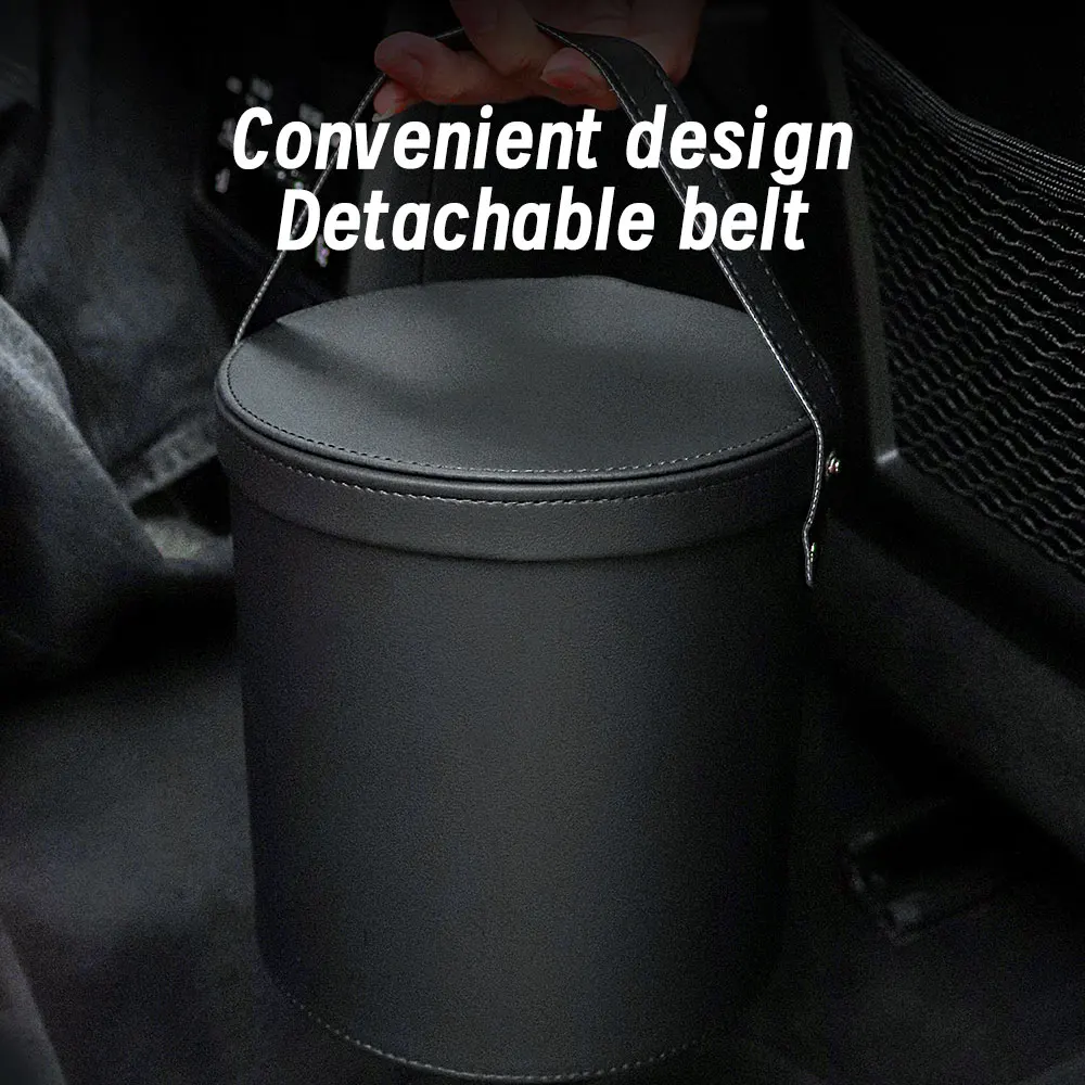 Car Trash Can Car Trash Can Organizer Garbage Storage Car Waste Basket Portable Waterproof Round With Lid Automotive Supplies Large Capacity