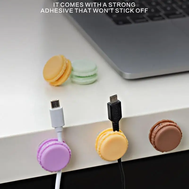 

Silicone Cable Organizer Self Adhesive Clips desk sticky Cord holder Macaron Shape r=ubber charger wire management Key Hook
