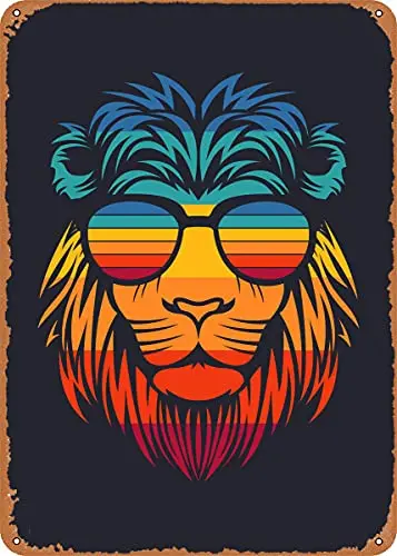 

Lion with Sunglasses Vintage Look Metal Sign Patent Art Prints Retro Gift 8x12 Inch