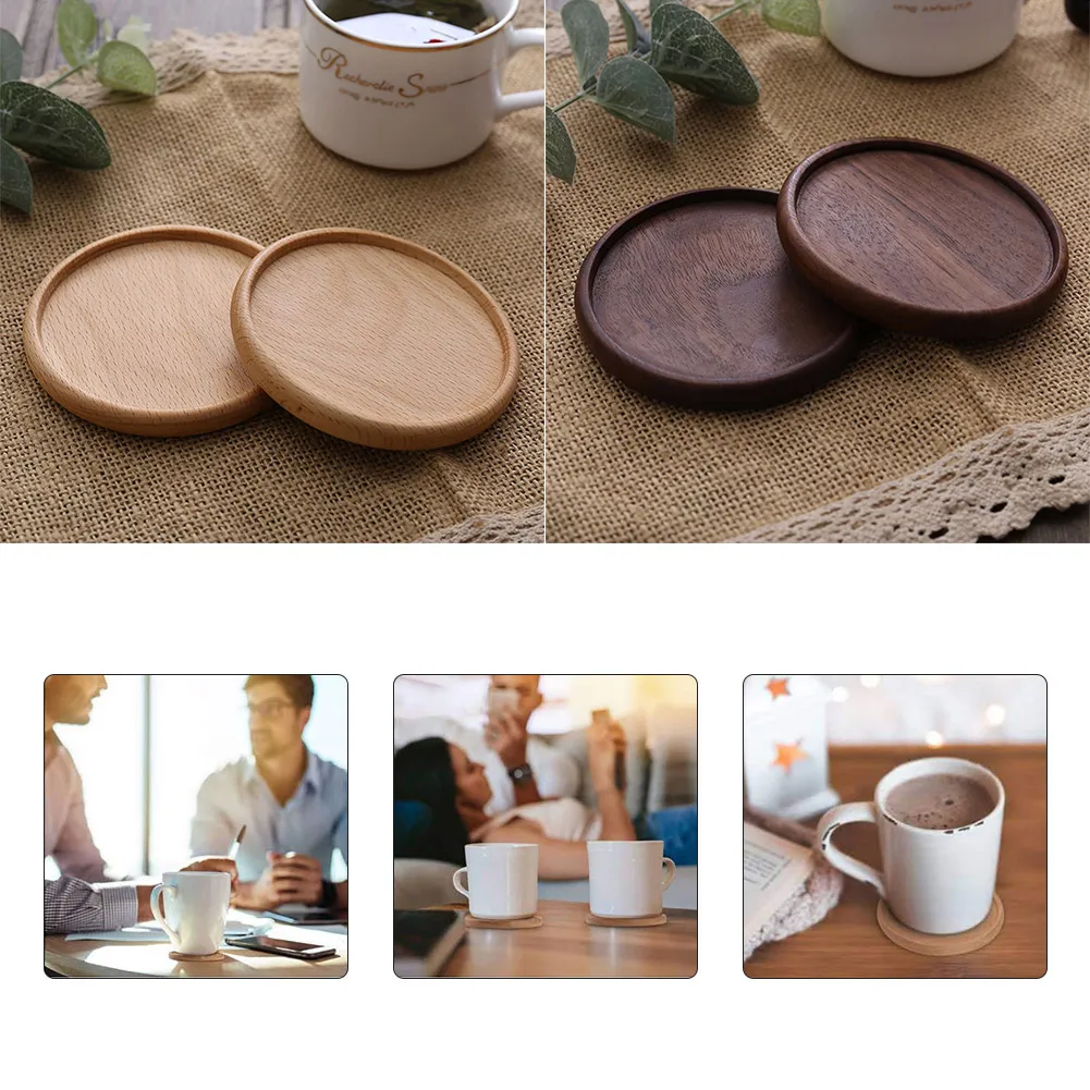 

1pc Black Walnut Wood Coaster Round Square Coffee Cup Pad Placemats Decoration Home Kitchen Decoration Accessories