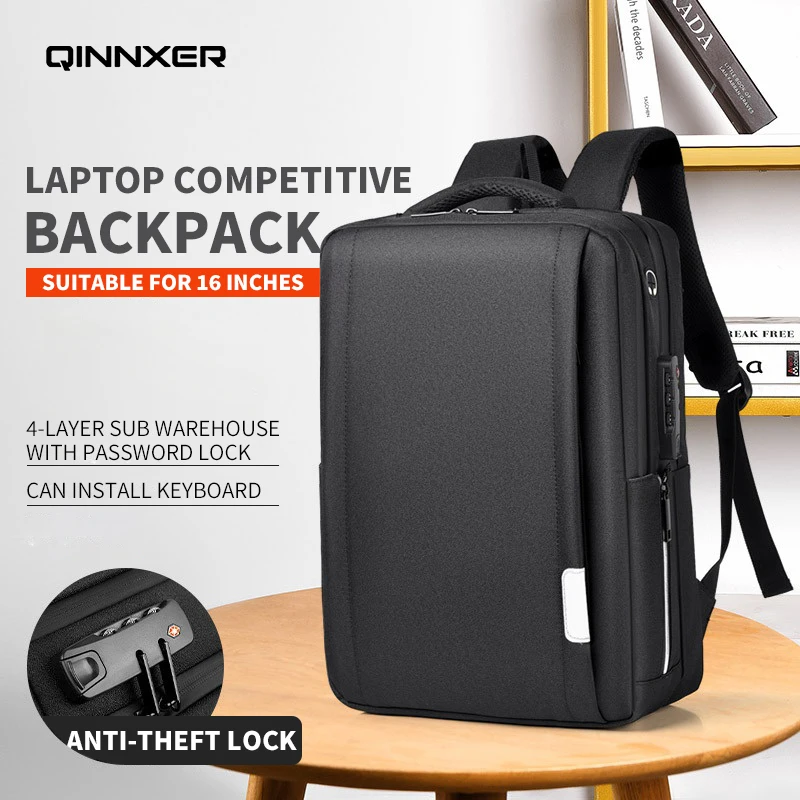 QINNXER Computer bag 15.6/17.3-inch for men women's travel backpack sac a dos reflechissant business USB charging student Laptop