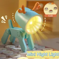 LED Night Light Mini Folding Desk Lamp Cute Pet Lights Dog Deer Portable Night Light Student Living Room Decor Gift 2