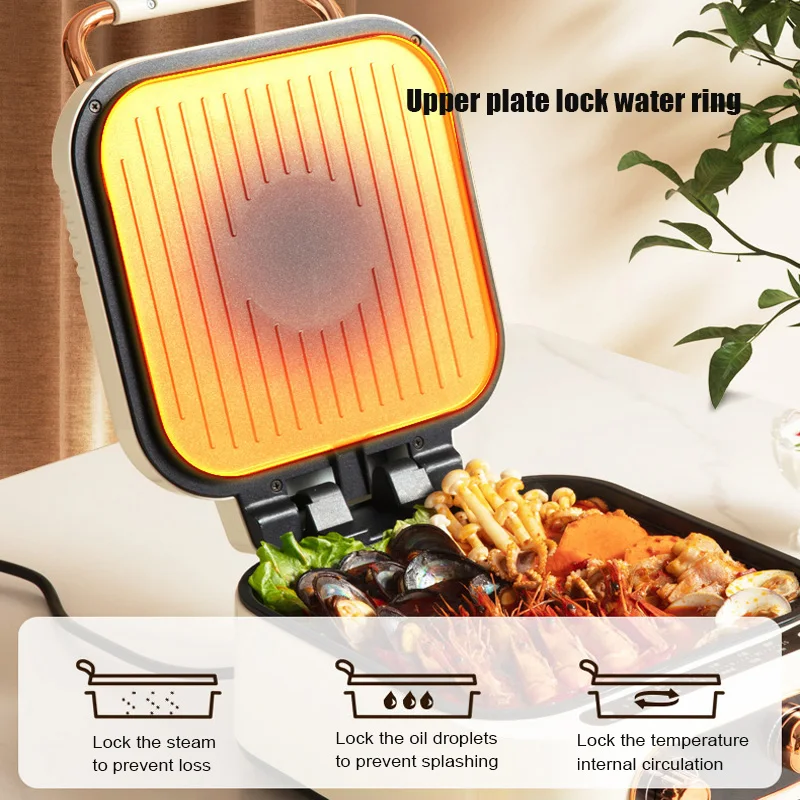 2in1 Electric Baking Pan Double-Sides Heating Folding Frying BBQ Grill Roasting Hot Pot Non-Stick Multi Function Cooker 2