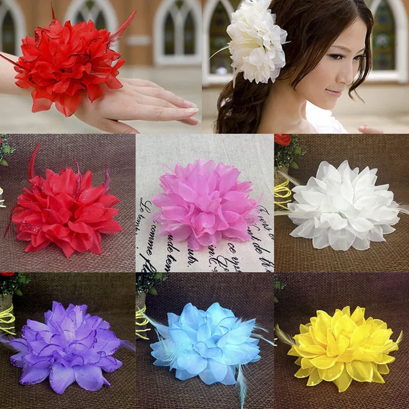 

New 1PC Women Beach Orchid Bridal Wedding Flower Hair Clip Brooch Barrette Headpiece