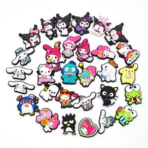 Aoger New Sanrio Hellokitty Kuromi Set Shoe Croc Charms for Clogs Sandals Decoration Shoe Accessories Charms for Friends Gifts