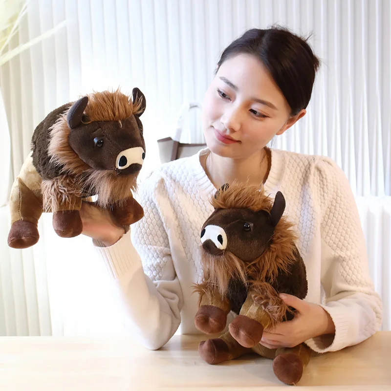 

25/35CM Simulated Bison Plush Toy Soft Vivid Wild Yak Stuffed Doll Home Decor Birthday Gift For Children Boys Collection