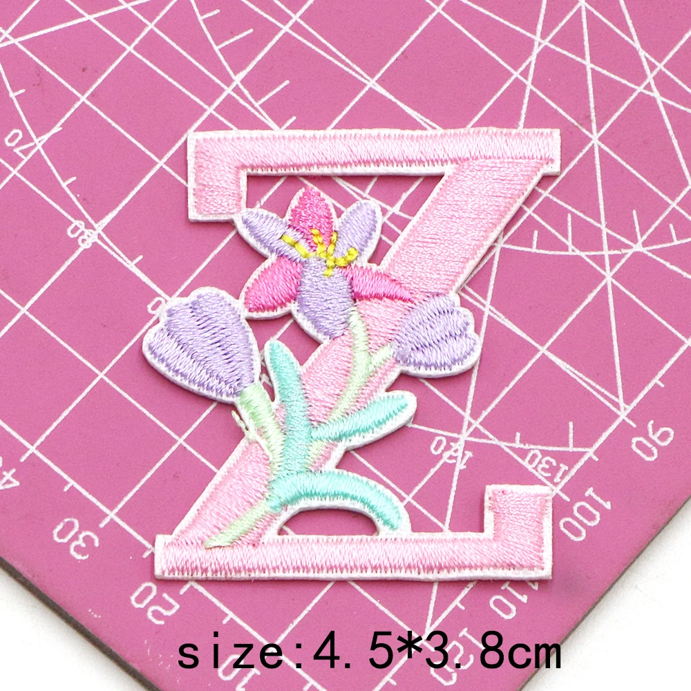 1 Stück 1,77 Zoll Buchstaben-Blumen-Applikationen, Bunte Buchstaben-Patches zum Aufnähen, Reparatur-Patches für Kleidung, Taschen, DIY-Basteln – Detail 30