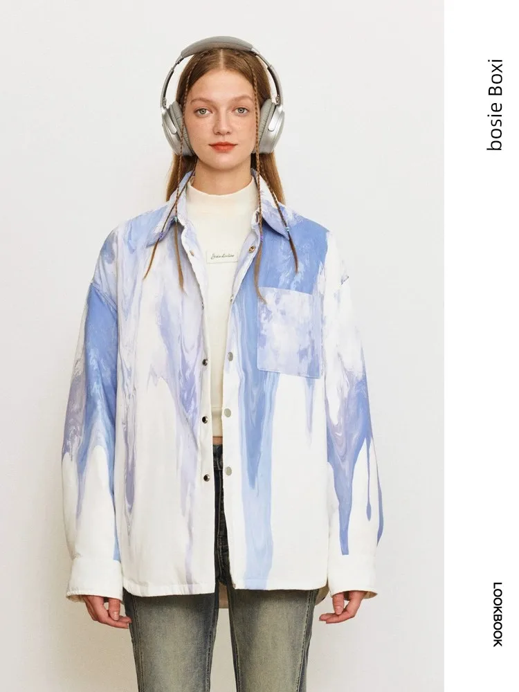 

Top Couple Digital Print Splash Ink Down Coat