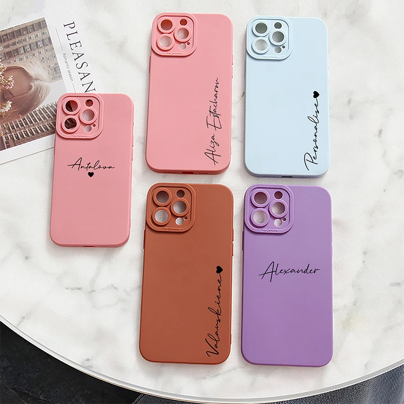 

Custom Name Leather Case for iPhone 14 13 12 11 Pro Max XR XS 7 8 Plus Luxury Personalised Full Protection Cover for iPhone 14