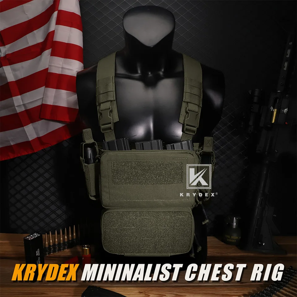 KRYDEX Tactical D3CR チェストリグ レンジャーグリーン Krydex-タクティカルミリタリーマグポーチ、チェストリグベスト