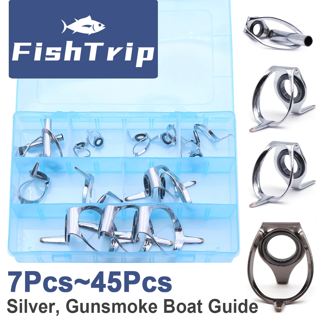 FishTrip Heavy Boat Rod Guides Repair Kit Saltwater Double-foot