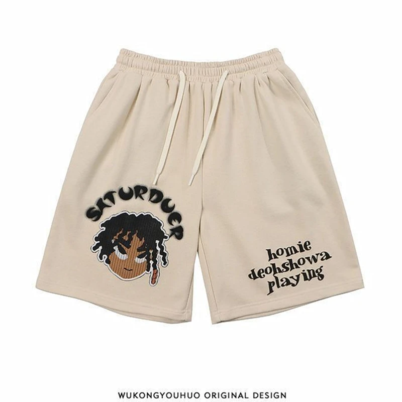 

American Braided Boy Cool Cartoon Shorts Pants Oversized Hip Hop Grunge Clothes Summer Harajuku Teenage Harem Pants Streetwear