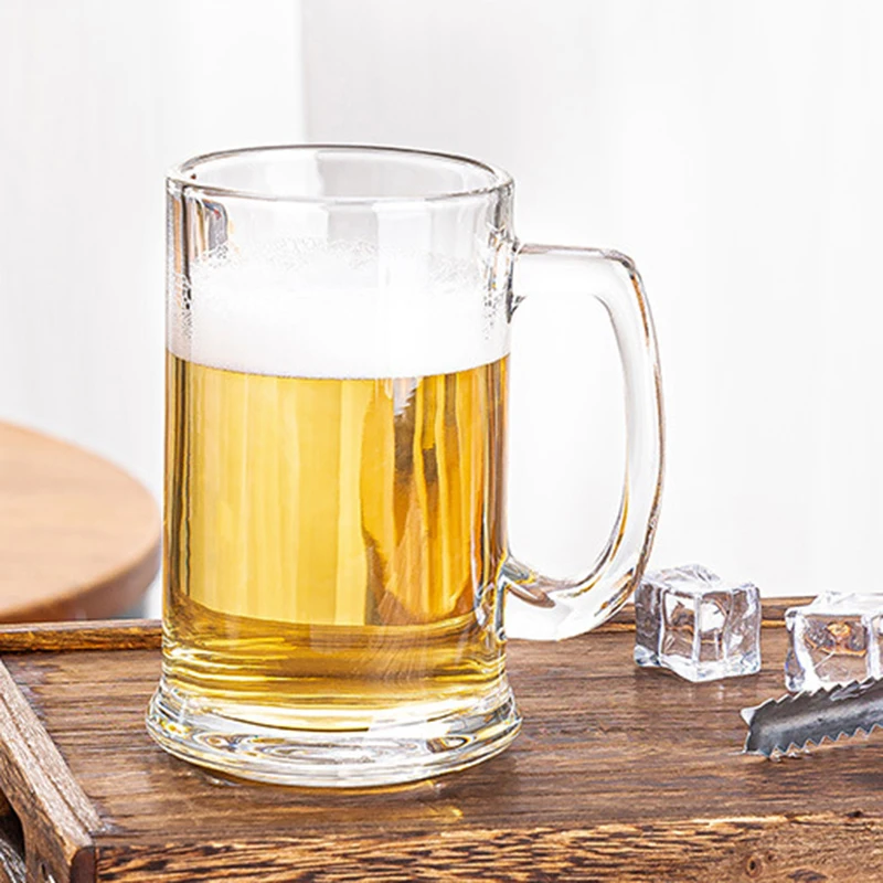 380ml Simple Style Thick Bottomed Household Beer Glass Transparent Drinkware Wheat Beer Glass Heat Resistant Tea Cup Water Mug