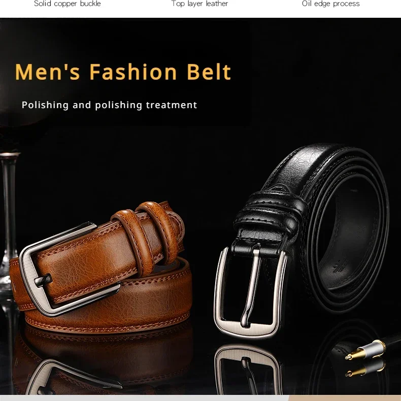 High Quality Men Belt Alloy Square Buckle Male PU Leather Belt Men Male Strap Pin Buckle Fancy Vintage Jeans Waistband Strap