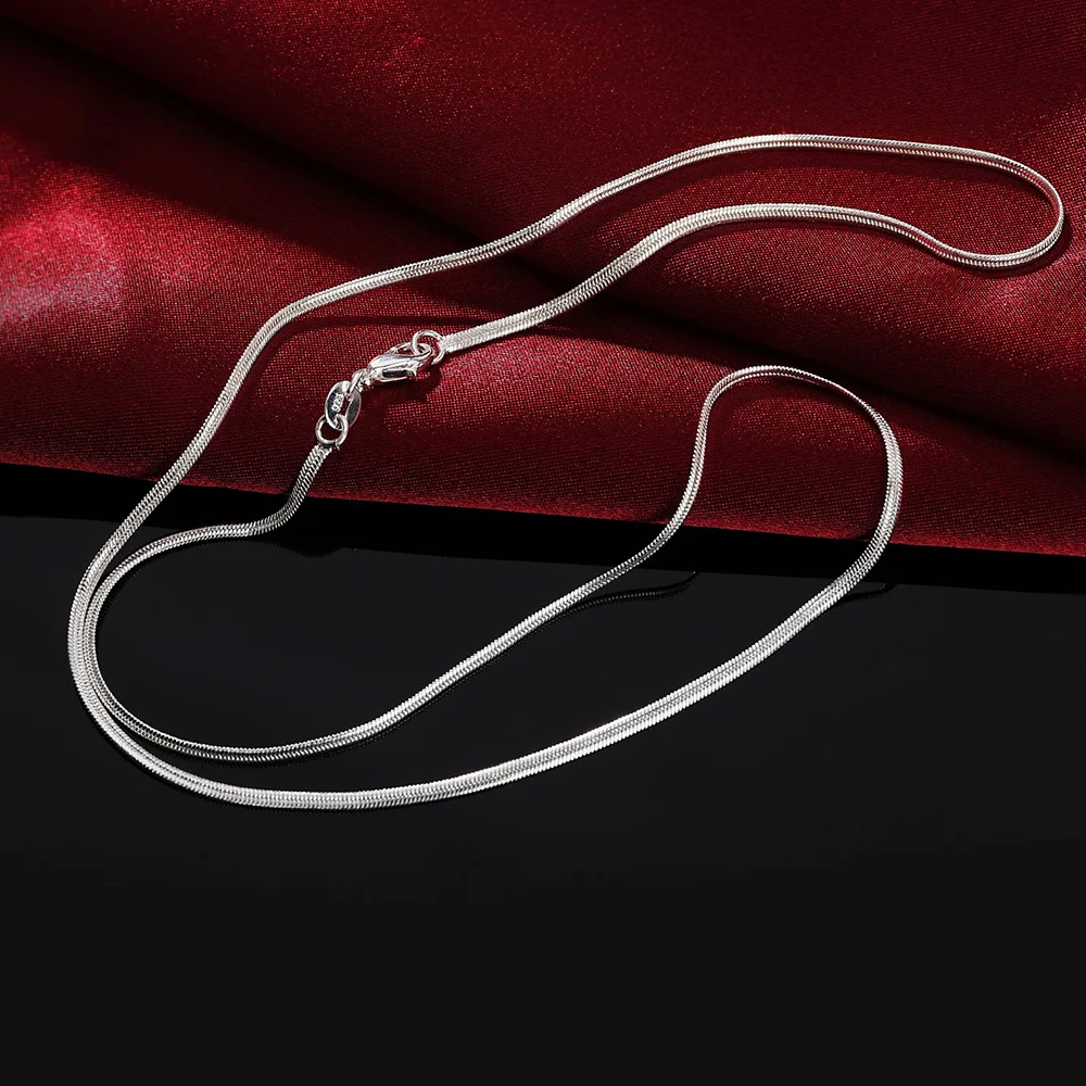 

Fine charms 2MM Flat snake bone chain 925 Sterling Silver Necklace for Women Men 16-30 Inches fashion Jewelry Holiday gifts