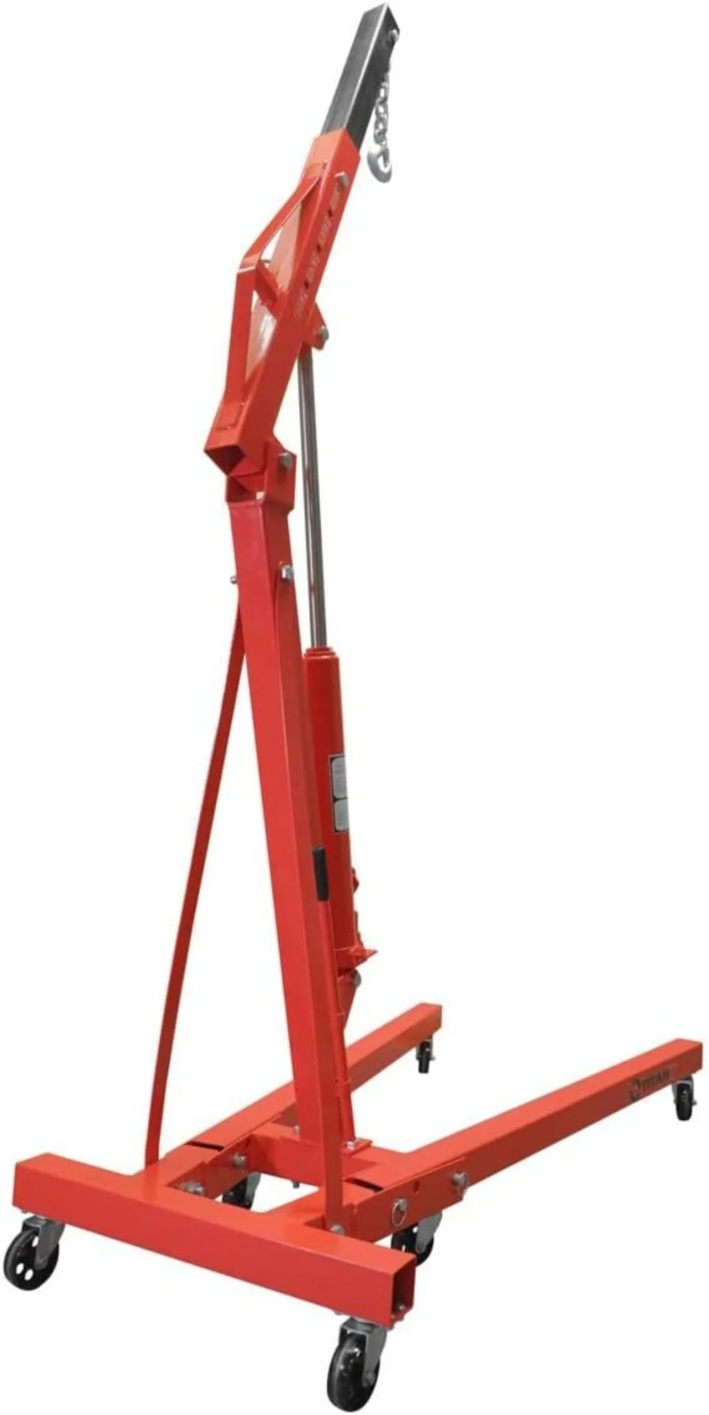 1 Ton Hydraulic Engine Hoist, Heavy Duty Steel Shop Crane, Cherry Picker Engine Hoist with 360&deg; Caster Wheels, Lift