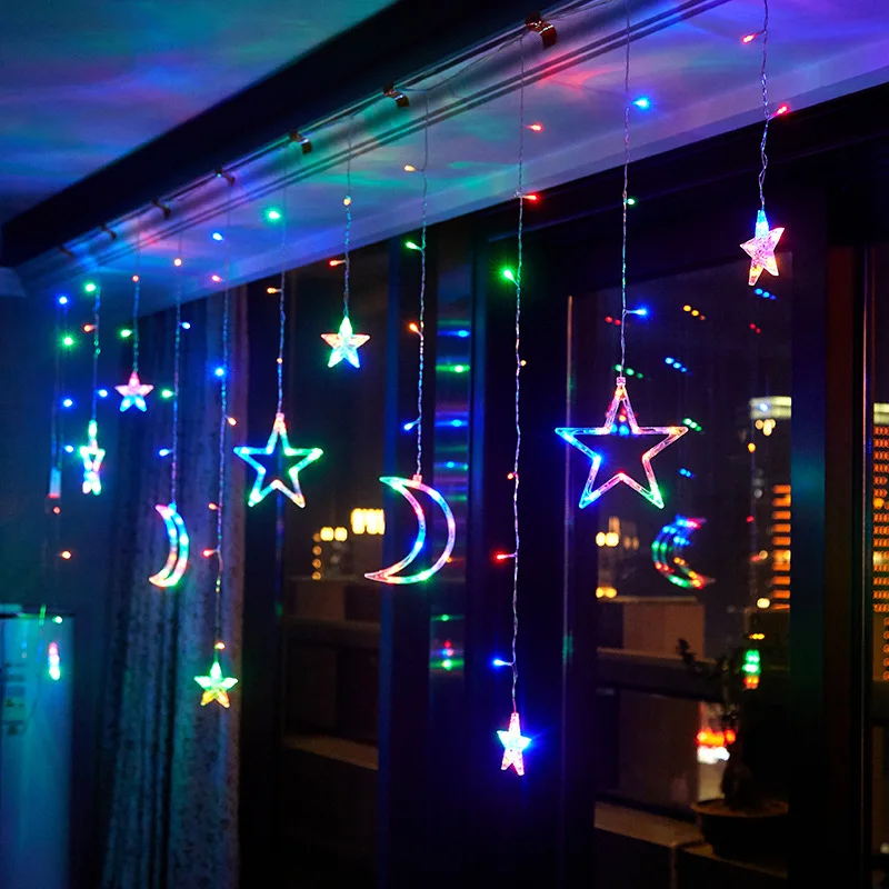 

LED Star Moon Lamp Fairy Curtain String Lights Garland Christmas Lights Decor for Room Home Wedding Party/halloween home Decor