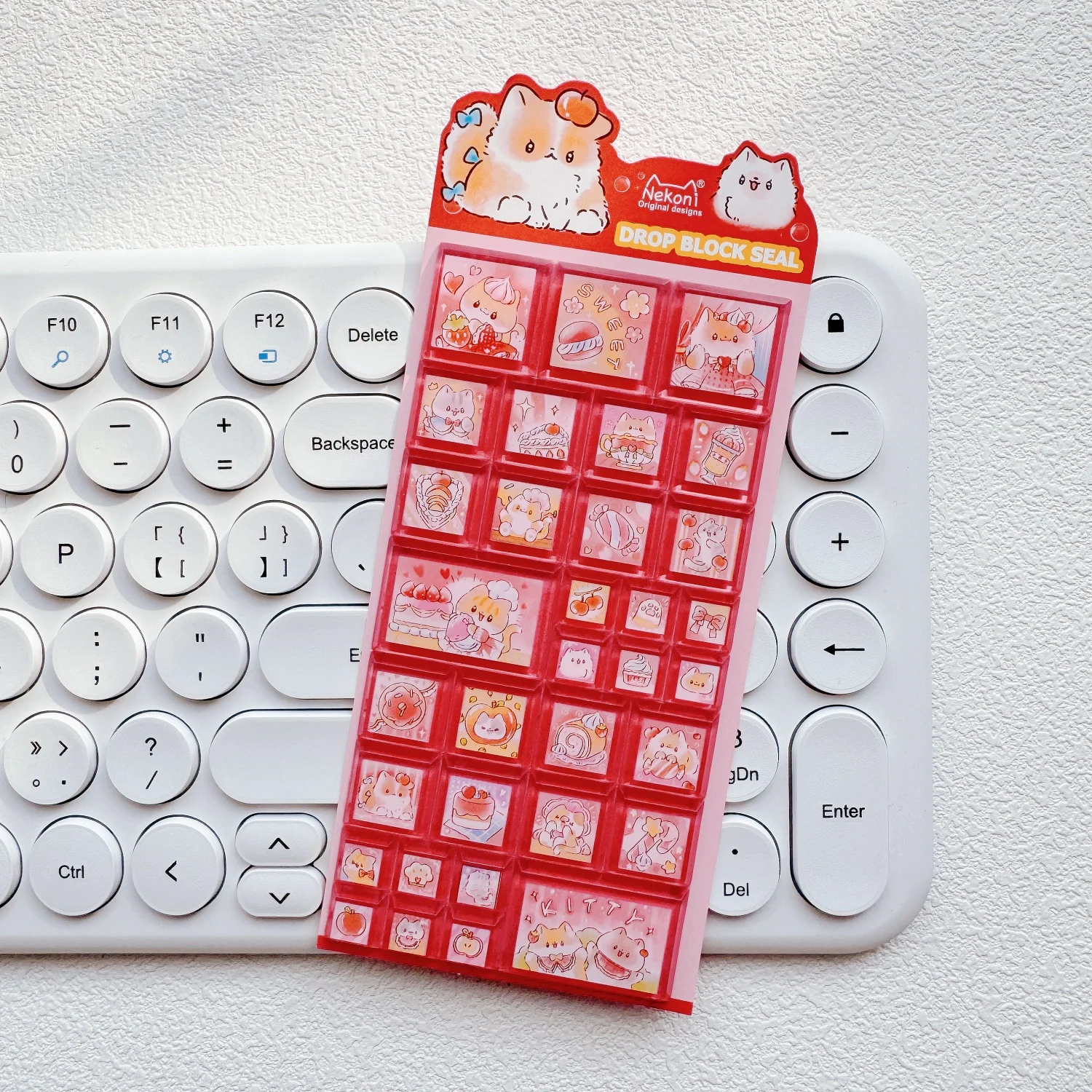NEKONI Creative Square Mini Drop Block Seal 3D Stickers Scrapbooking DIY Journaling Stationery Diary Cute Stickers School Supply