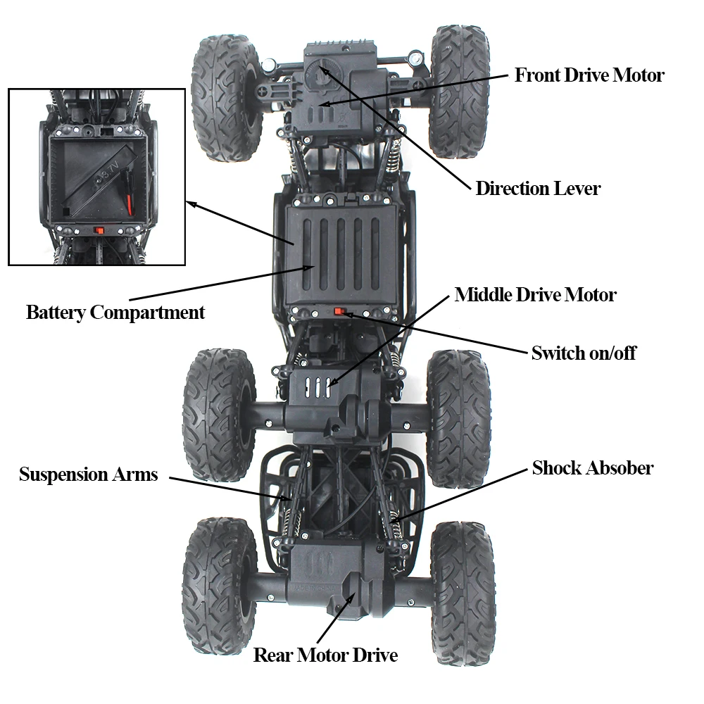 4DRC 1:12 Rock Crawler Rechargeable RC Remote Control Off Road Car Truck 4WD