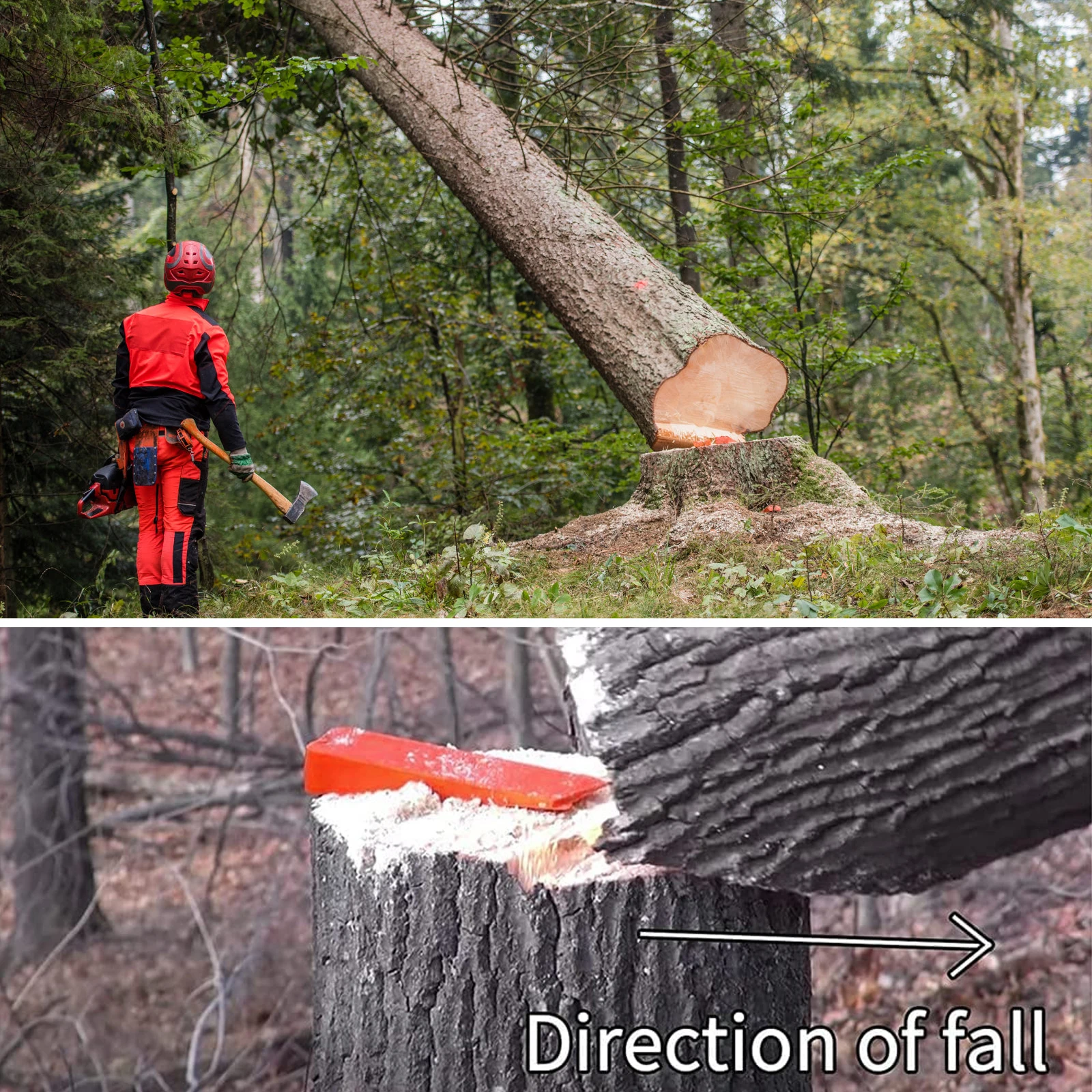 3Pcs Felling Wedges Wear Resistant Tree Cutting Wedges Logging Supplies Plastic Chainsaw Gloves Mesh Bag Tree Cutting Wedges