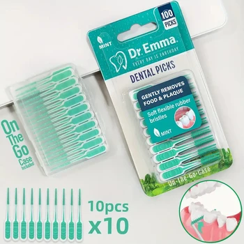100Pcs Interdental Silicone Brushes Dental Toothpicks Brush Between Teeth With Thread Oral Cleaning Tools 1