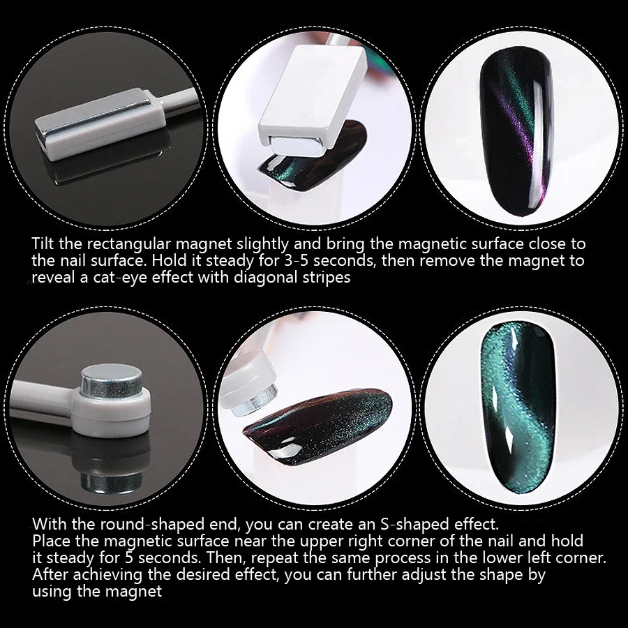 Cat Eye Magnetic Stick UV Gel Polish Nail Art Manicure Tool 1PCS Double Head 3D Tips Slice