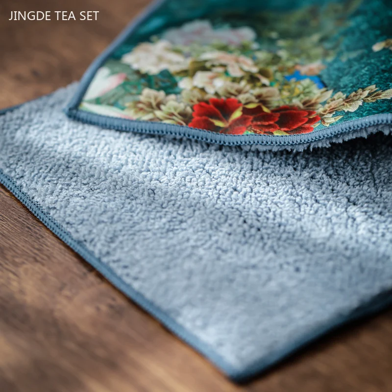 Deerskin Velvet Thickened Water Absorbent Tea Towel High-grade Antique Tea Cloth Kitchen Rag Towel Chinese Tea Set Accessories