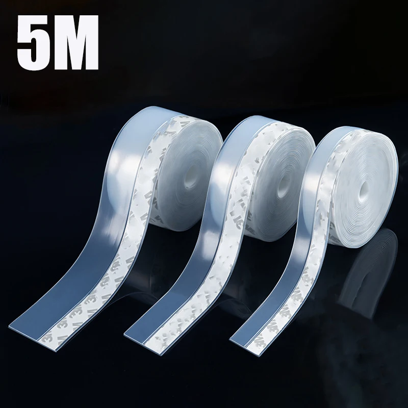 5M 도어 씰 스트립 자체 접착 창 씰링 테이프 방풍 먼지 날씨 스트립 홈 도어 투명 방음 씰 스트립