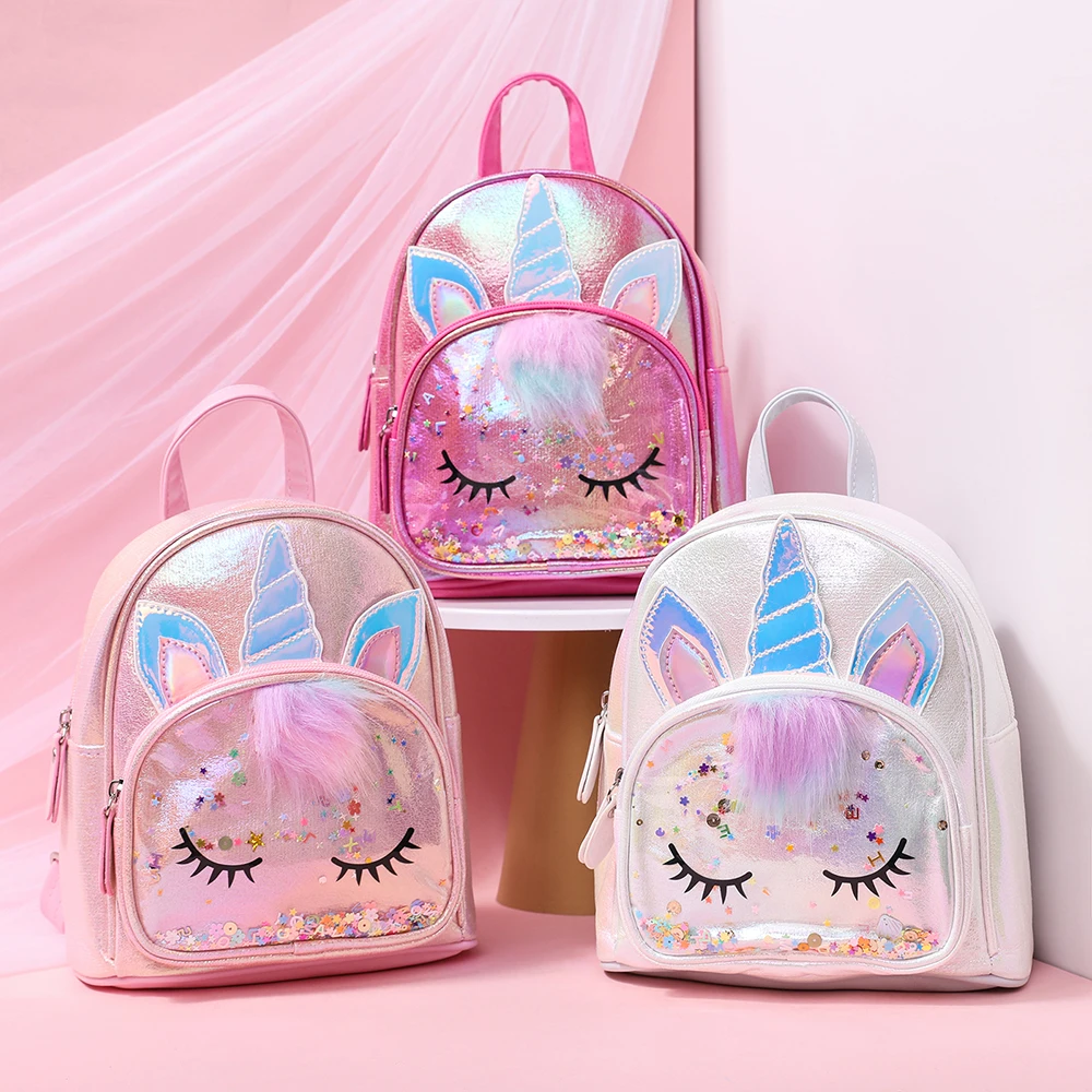 Cute Kids Unicorn Backpack Multicolor Pu Leather Unicorn School Backpacks for Children 1