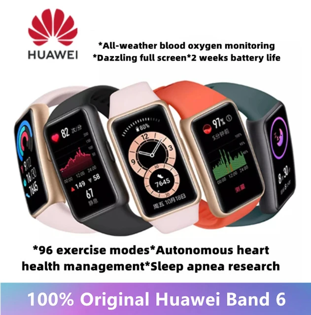 Huawei-Bracelet connecté Band 6, original, capteur d'activité physique,  avec suivi de la fréquence cardiaque et du sommeil, écran 1.47 ° -  AliExpress