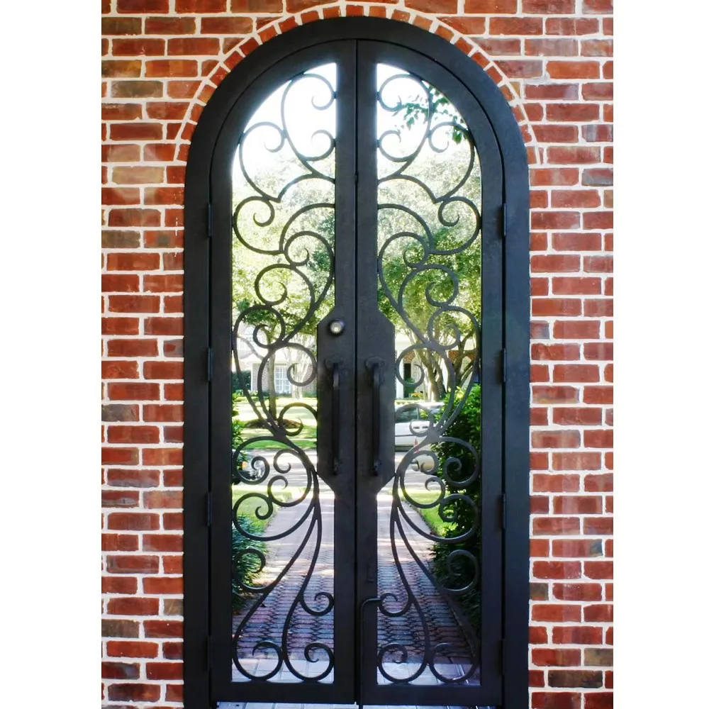 Wholesale Double Entry French Style Wrought Iron Door Gates China Manufacturer images - 6