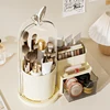 360° Rotating Cosmetic Brush Shelf Organizer Cosmetic Display Case Desktop with Drawer Storage Organizer For Living Room Bedroom 4