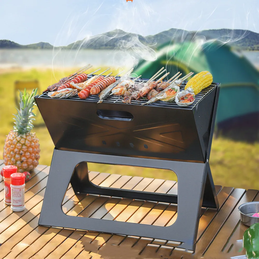 

Portable Folding BBQ Grill Stoves Outdoor Camping Picnic Utensils Detachable Home Charcoal Firewood Barbecue Stove New