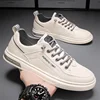 Men's Summer Breathable Soft Bottom Slip-On Sports Shoes Leather Casual Shoes EVA Insole Rubber Outsole Plain Color Adult Footwe