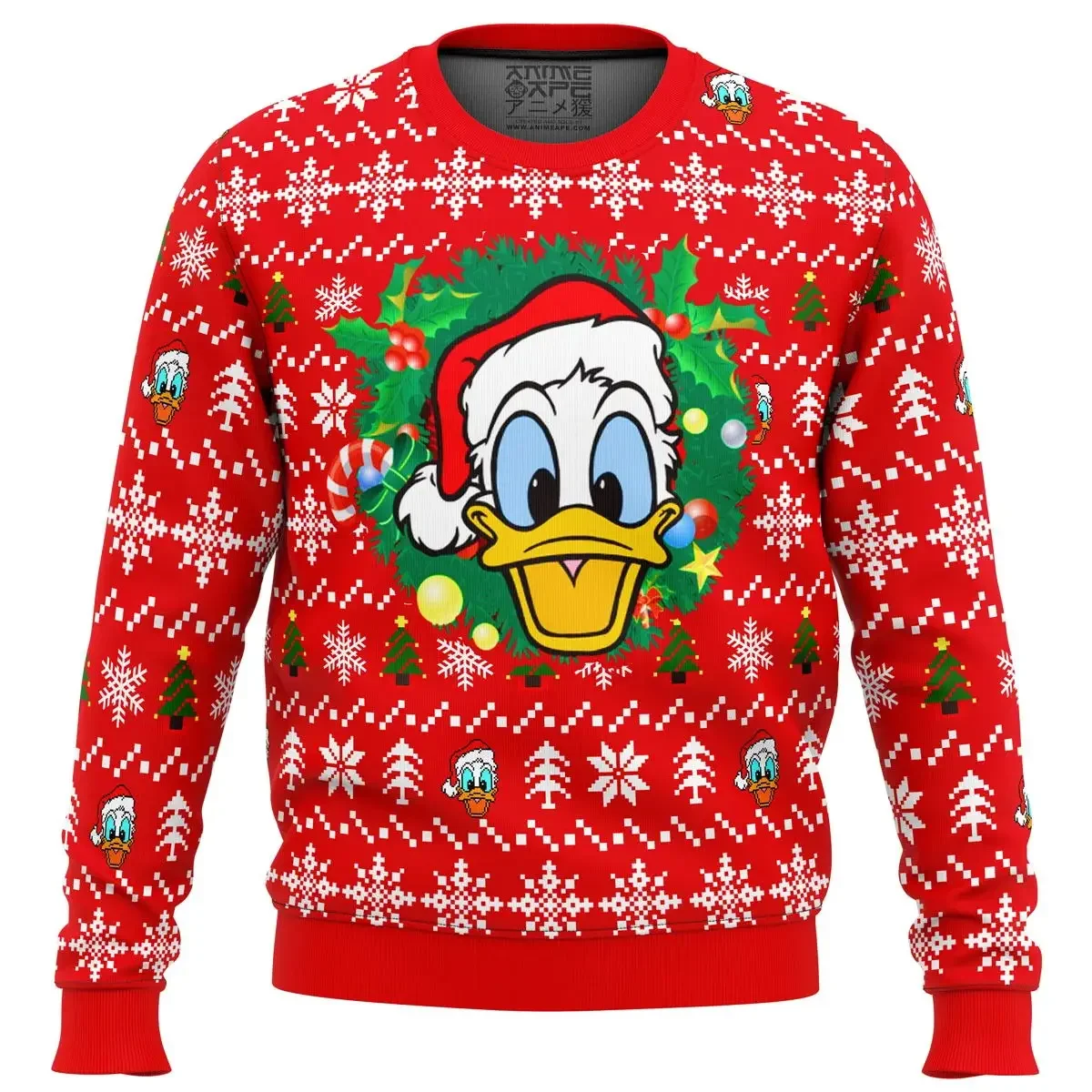 

Disney 3D Printing Donald Duck Ugly Christmas Pullover for Men and Women Street Mickey Mouse Party Clothing