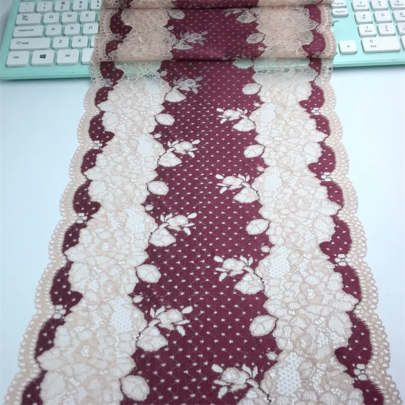 Two-Tone Floral Stretch Lace Trim for DIY Sewing and Crafts
