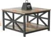 Coffee Table with Storage for Living Room, Small Square Center Tables with Seamless One-Piece Tabletop Farmhouse Style 2