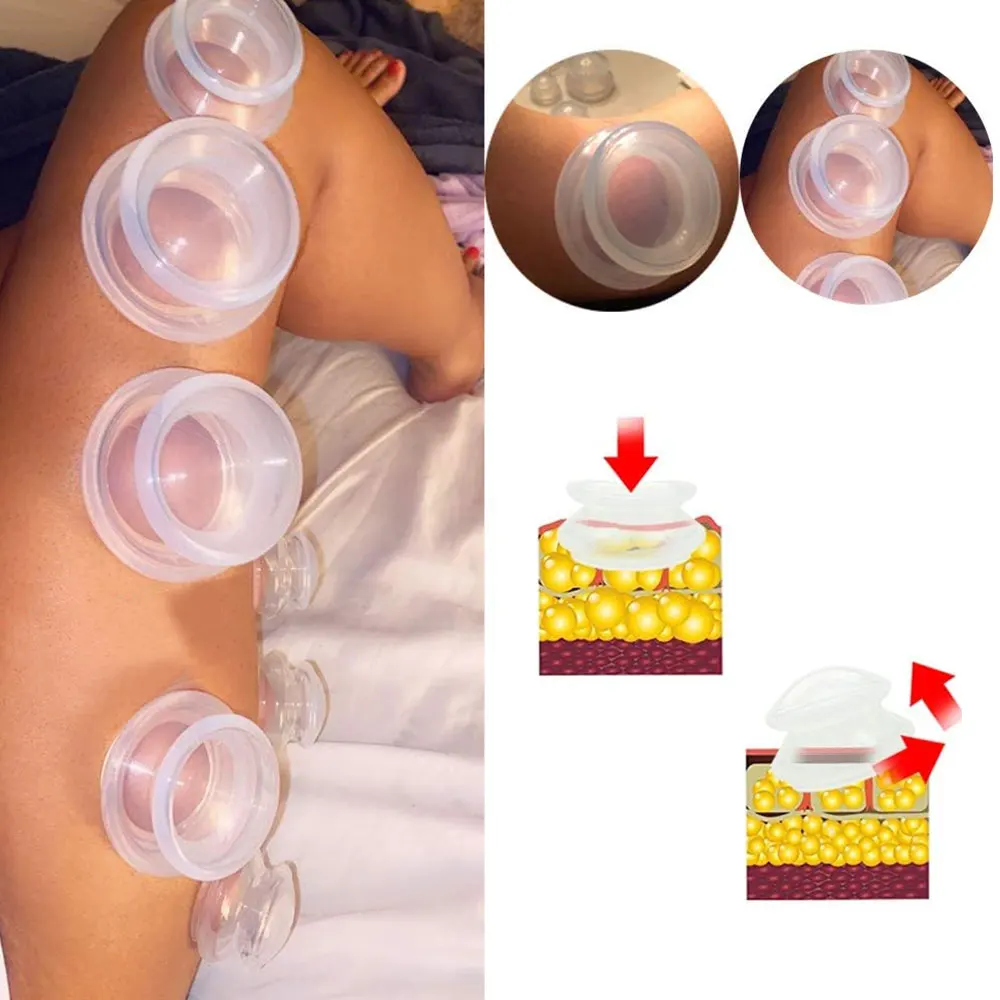 4Pcs Silicone Vacuum Cupping Set Massage Body Cups Back Gua Sha Ventosas Suction Cup Anti-Cellulite Skin Lift Physiotherapy Jars 4
